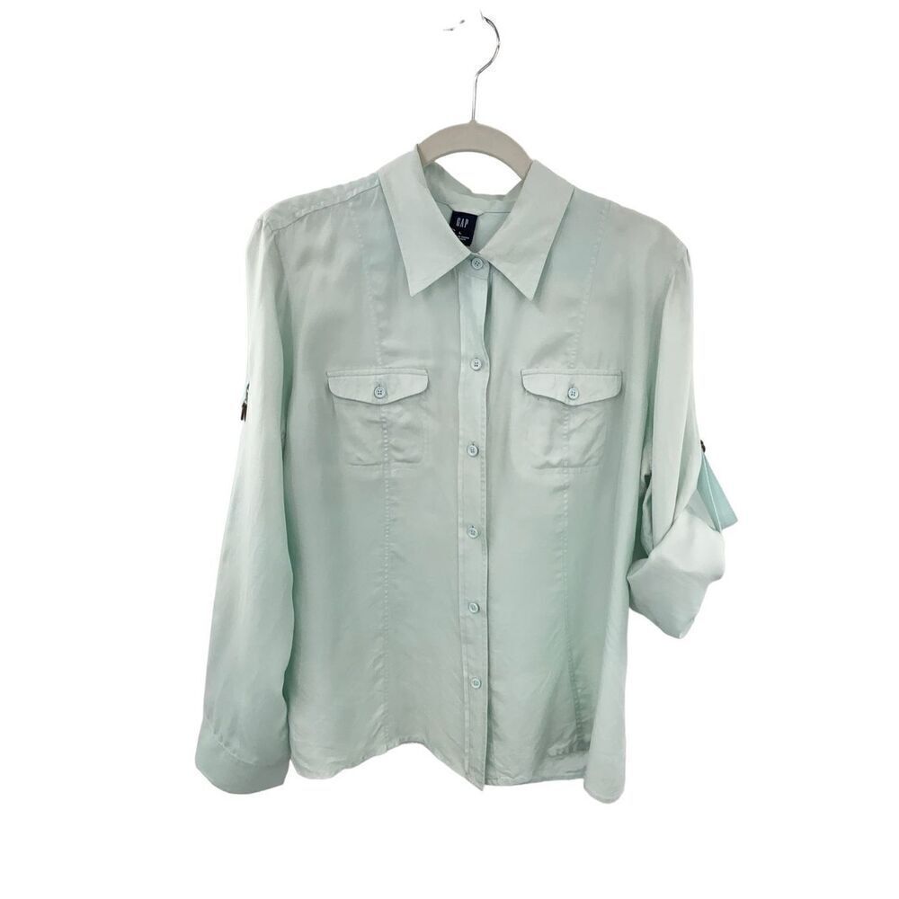 Gap mint green 100% silk button down vintage from spring 04 size large